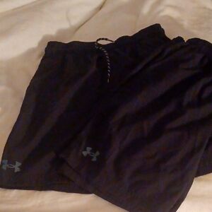 2pr Black Under Armour Boys Drawstring Elastic Waist Shorts Sz Lg